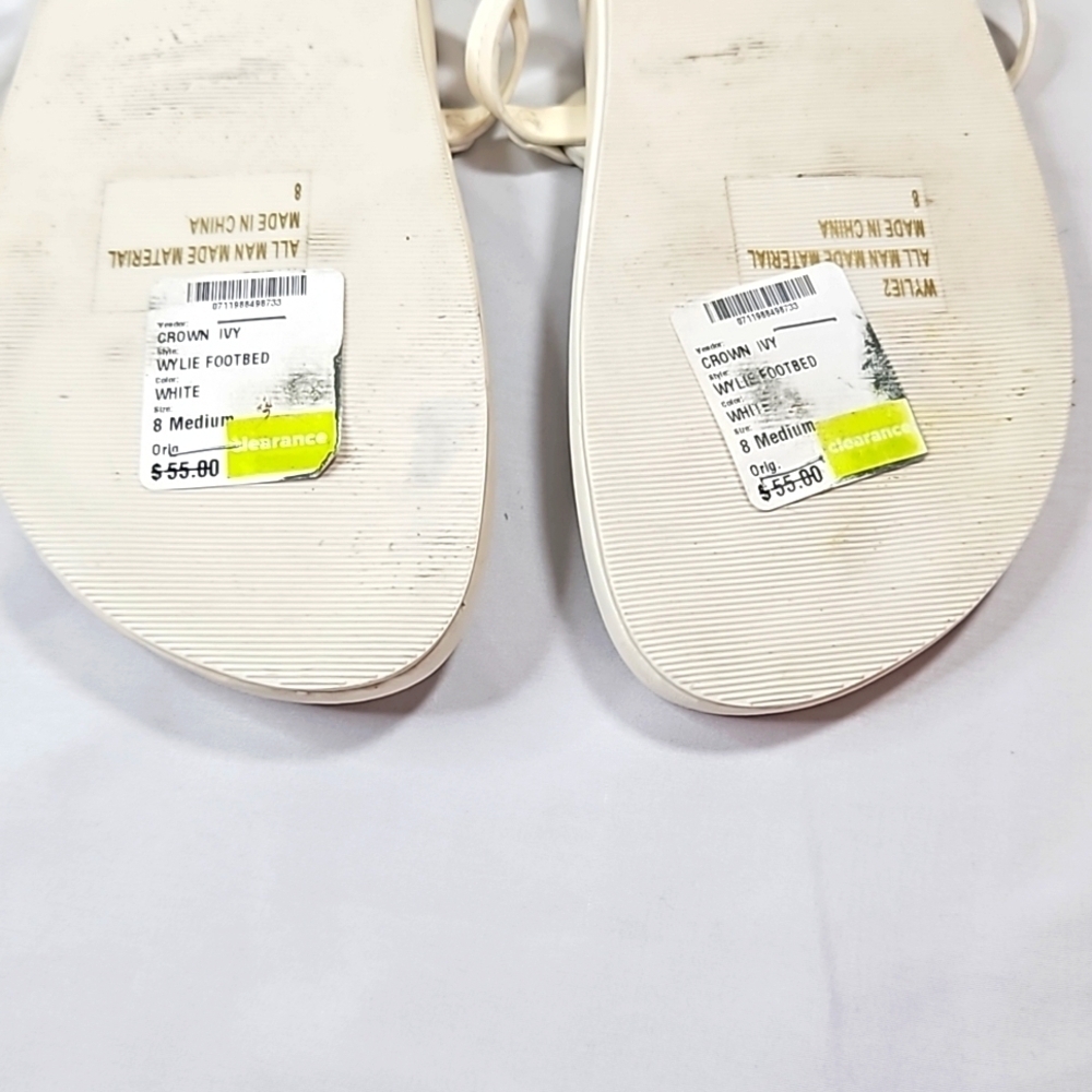 crown & ivy white wylie footbed sandals Sz 8 - Picture 6 of 8